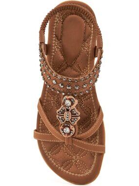 Women's Flat Sandals Walking Shoes Beach Brown Dressy Summer Bohemian Flats